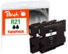 320556 - Peach Doppelpack Tintenpatrone schwarz kompatibel zu GC21K, 405532 Ricoh